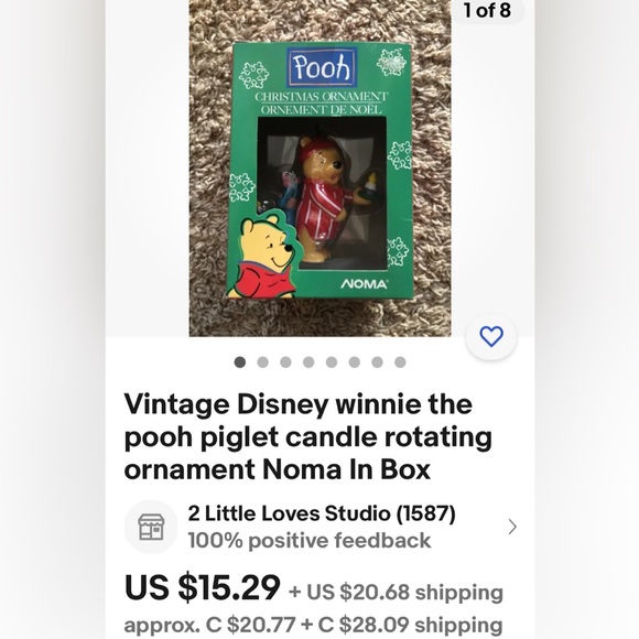 Vintage 1989 a Winnie the Pooh and piglet! Rotating ornament Alderbrook/Noma - Picture 10 of 10